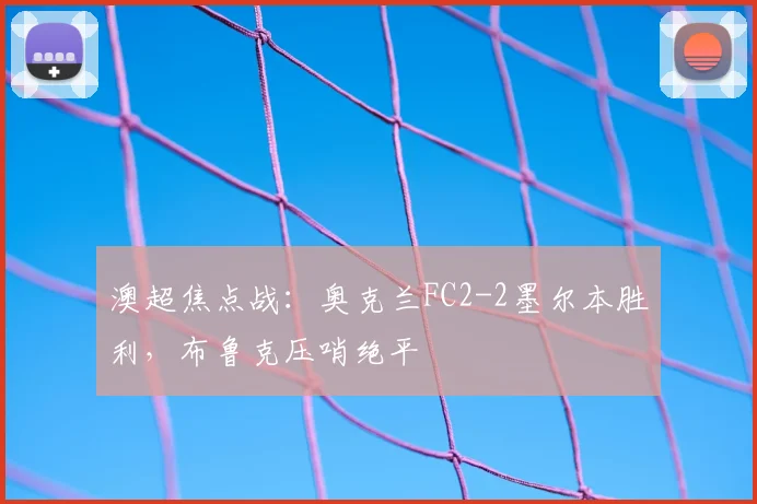 澳超焦点战：奥克兰FC2-2墨尔本胜利，布鲁克压哨绝平